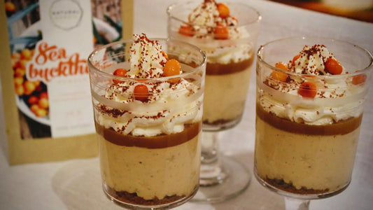 Sea buckthorn cheesecake in a glass - Natural Nordic